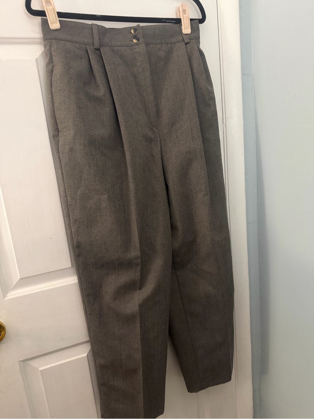 NWT Vintage Harvé Benard 12P 100% Wool Herringbone Pleated Trousers